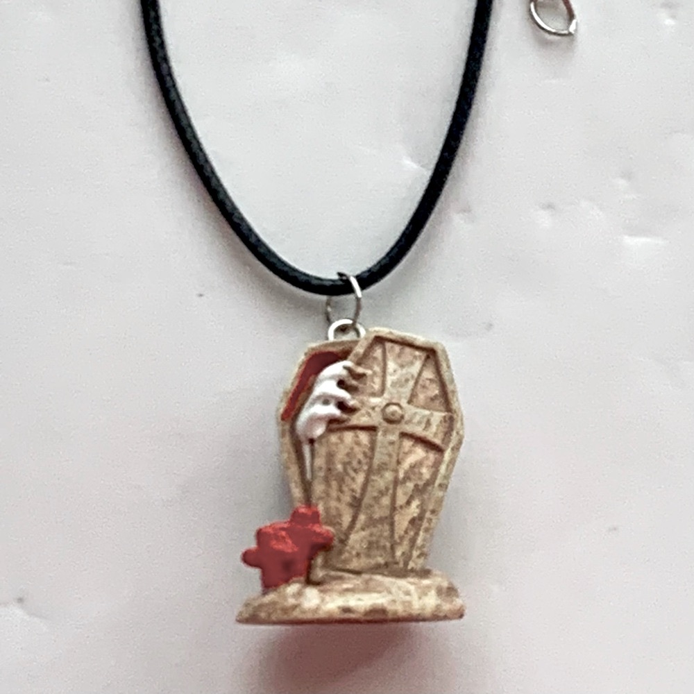 Halloween Coffin Pendant Necklace Handmade Halloween
